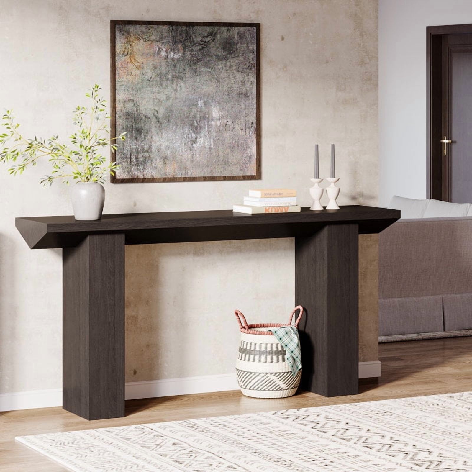 Tribesigns 62.99-Inch Wood Console Table for Entryway, Hallway, Living Room (Black)