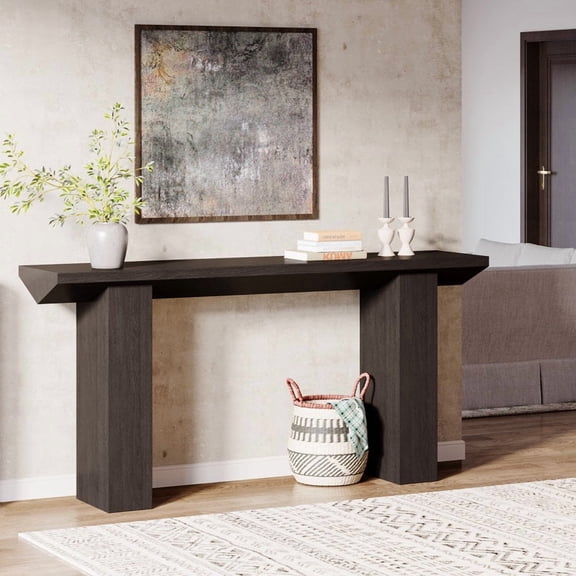 Tribesigns 62.99-Inch Wood Console Table for Entryway, Hallway, Living Room (Black)