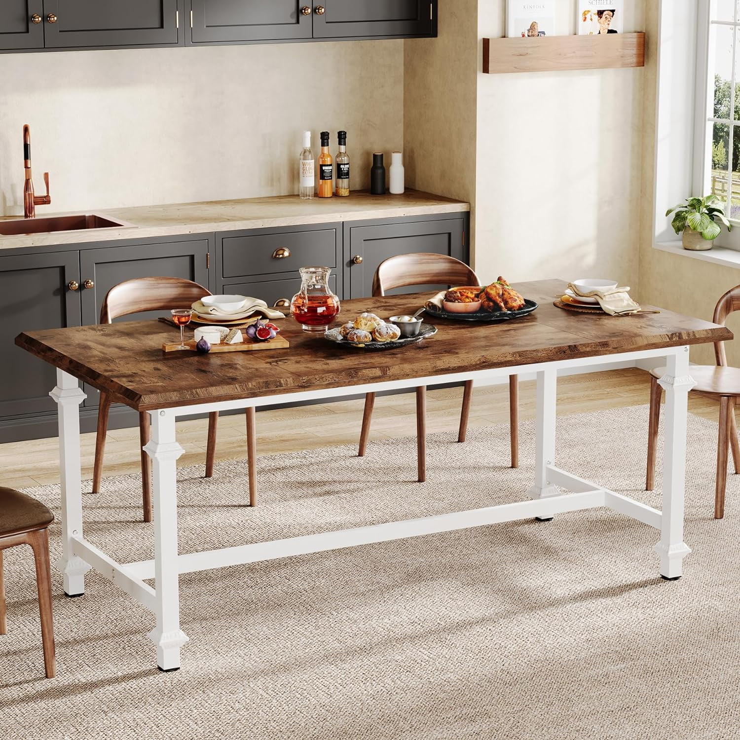Tribesigns 62" Dining Table for 6 People, Modern Dining Room Table ...