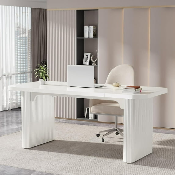Tribesigns 63'' Computer Desk, Simple Rectangular Writing Table for Home Office Study Room Bedroom (White)