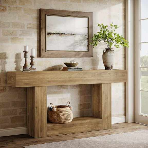 Finmind 63" Console Table, Farmhouse Entryway Table for Living Room, Hallway, Foyer