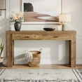 thumbnail image 1 of Finmind 63" Console Table: Farmhouse Entryway Table with 2 Drawers & Sturdy H-Shaped Legs for Hallway/Living Room/Bedroom, Rustic Brown, 1 of 8