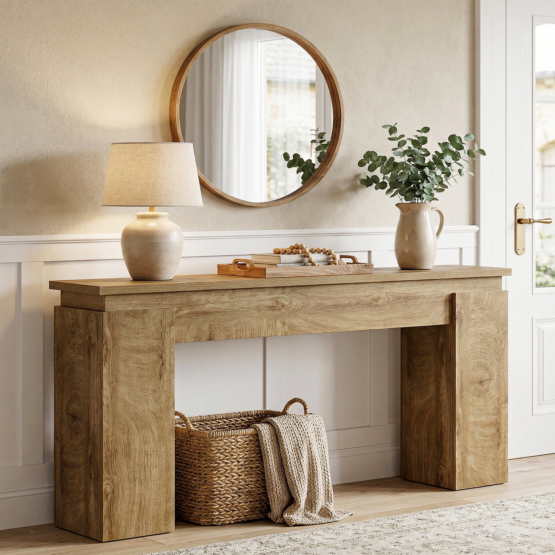 Tribesigns 63" Console Table, Wood Entryway Table with Open Storage For ...