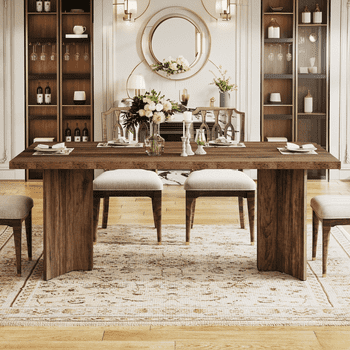 Tribesigns 63" Dining Room Table for 4-6, Wood Rustic Dinner Table for Kitchen, Dark Brown