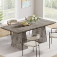 thumbnail image 1 of Tribesigns 63" Dining Table for 6, Farmhouse Wood Table Kitchen Table with Double Pedestal, Rectangular Dinner Table Kitchen & Dining Room Furniture, Grey, 1 of 9