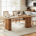 thumbnail image 1 of Finmind 63" Dining Table, Rustic Wood Dinner Eating Table for Kitchen, Dining Room, Walnut, 1 of 7