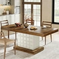 thumbnail image 1 of Tribesigns 63'' Dining Table for 4-6, Farmhouse Wooden Dinner Table with Geometric Relief, 1 of 7