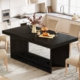 thumbnail image 1 of Tribesigns 63" Dining Table for 4-6, Rustic Kitchen Dinner Table with Heavy Duty Pedestal, Black, 1 of 9