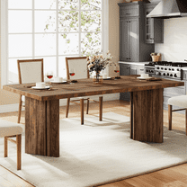 Finmind 63" Dining Table for 4-6, Wood Farmhouse Kitchen Table for Dining Room, Dark Brown