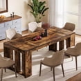 thumbnail image 1 of Tribesigns 63" Dining Table for 6, Farmhouse Wood Rectangular Kitchen Table with Pedestal Base for Dining Room, Kitchen, Living Room, 1 of 5