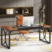 Tribesigns 63" Executive Desk, Large Office Computer Desk, Industrial Thicken Wood Workstation Business Furniture for Home Office