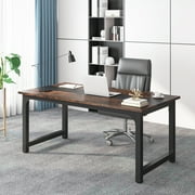 Tribesigns Adult Executive Modern Office WorkStation Simple Desk, Vintage Brown/Black