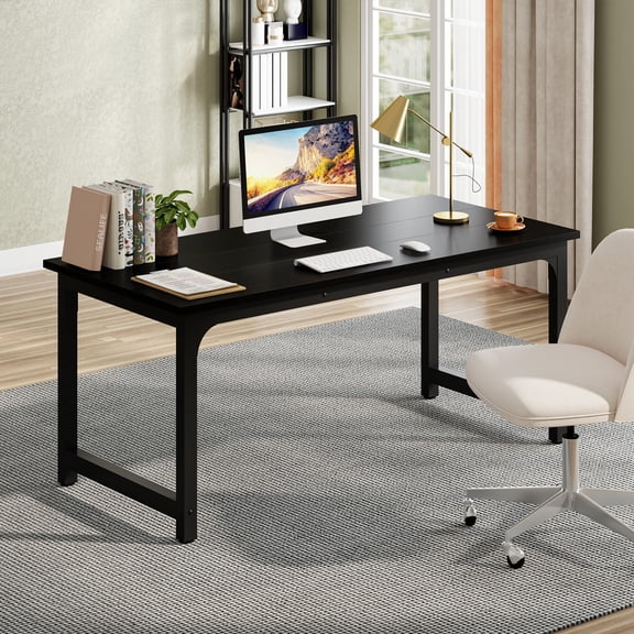 Tribesigns 63 Executive Desk, Large Office Computer Desk with Thicken Frame, Modern Simple Workstation Business Furniture for Home Office, Black