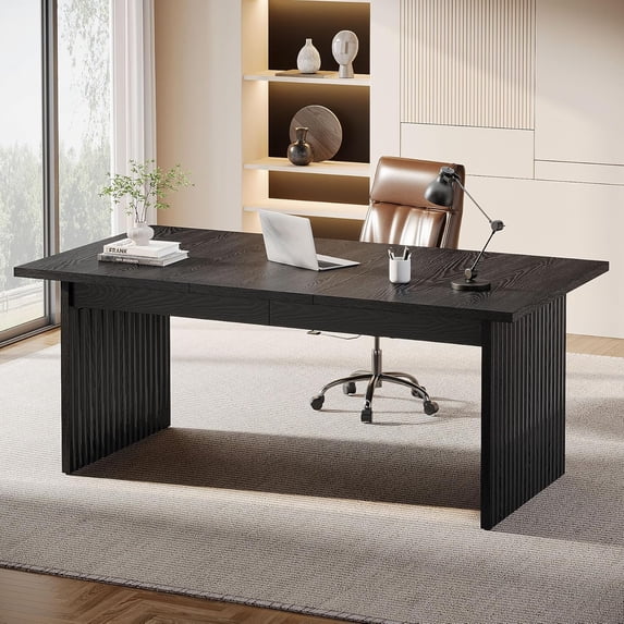 Tribesigns 63" Executive Desk, Modern Large Computer Office Desk, Simple Style Rectangle Writing Table for Home Office, Black