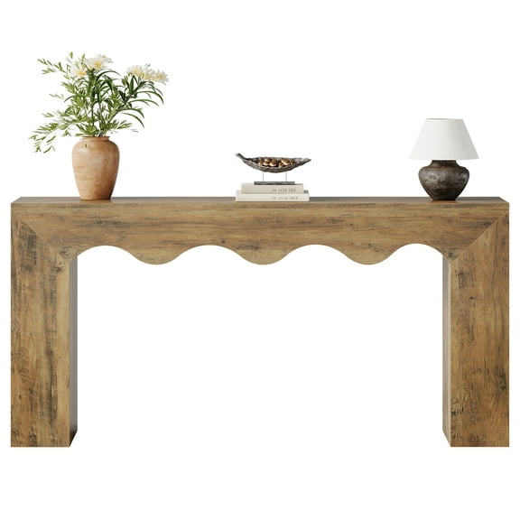 Tribesigns 63" Farmhouse Console Table, Wooden Couch Table Behind Sofa with Storage, Long Entryway Sofa Station, Narrow Console Stand with Base, Hallway Stand for Entryway, Living Room, Rustic Brown