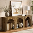 thumbnail image 1 of Tribesigns 63" Farmhouse Console Table, Wooden Entryway Table with 2-Tier Storage Shelf, Cabinets for Living Room, Bedroom, Brown, 1 of 9