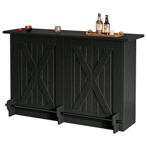 Tribesigns 63-Inch Bar Table, 2-Tier Bar Cabinet Height Pub Table with Footrest, Modern Coffee Cabinet for Home Kitchen, Large Home Unit Liquor Furniture, Bistro, Dining Room, Living Room (Black)