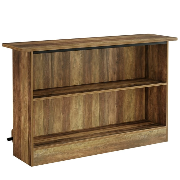 Tribesigns 63-Inch Bar Table, 2-Tier Bar Cabinet Height Pub Table with Footrest, Modern Coffee Cabinet for Home Kitchen, Large Home Unit Liquor Furniture, Bistro, Dining Room, Living Room, Brown