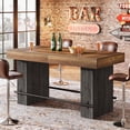 thumbnail image 1 of Tribesigns 63-Inch Bar Table, Rectangular Home Bar Unit with Metal Footrest, Rustic Brown & Dark Gray, 1 of 11