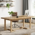 thumbnail image 1 of Tribesigns 63-Inch Computer Desk, Rectangular Writing Table with Solid Wood Legs and Thickened Desktop for Home Office, 1 of 5