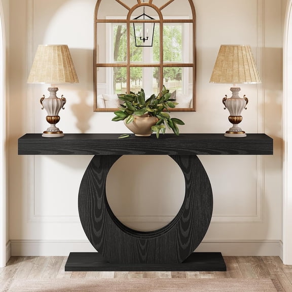 Tribesigns 63-Inch Console Sofa Table, Rustic Industrial Farmhouse Entryway Table for Living Room Hallway, Black