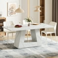 thumbnail image 1 of Tribesigns 63-Inch Dining Table for 4 to 6 People, Modern Rectangular Dining Room Table, Wooden Faux Marble Dinner Table with Sturdy Base, 1 of 7