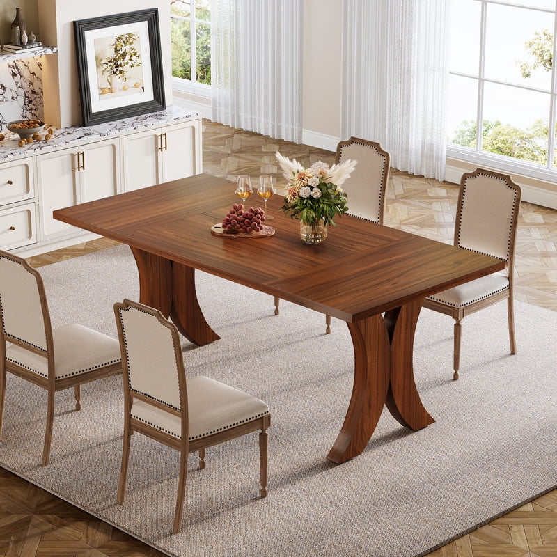 Tribesigns 63 Inch Dining Table for 4-6 People, Rectangle Wood Kitchen ...
