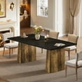 thumbnail image 1 of Tribesigns 63-Inch Dining Table for 4-6, Farmhouse Rectangular Kitchen Dinner Table with Octagonal Wooden Pedestal, Black & Rustic Brown, 1 of 9