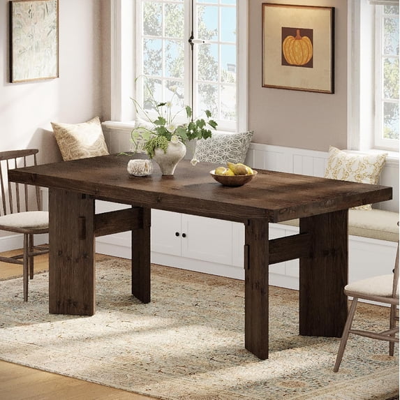 Tribesigns 63-Inch Dining Table for 4-6 People, Solid Wood Kitchen ...