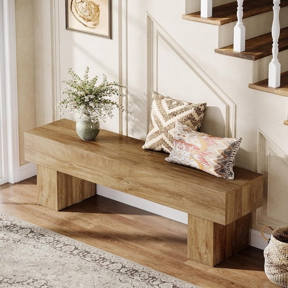 Tribesigns 63 Inch End of Bed Bench, Long Wooden Entryway Bench for ...
