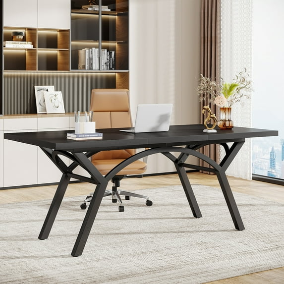 Tribesigns 63-Inch Executive Desk, Modern Office Computer Desk, Large Simple Writing Study Table for Home Office, Black