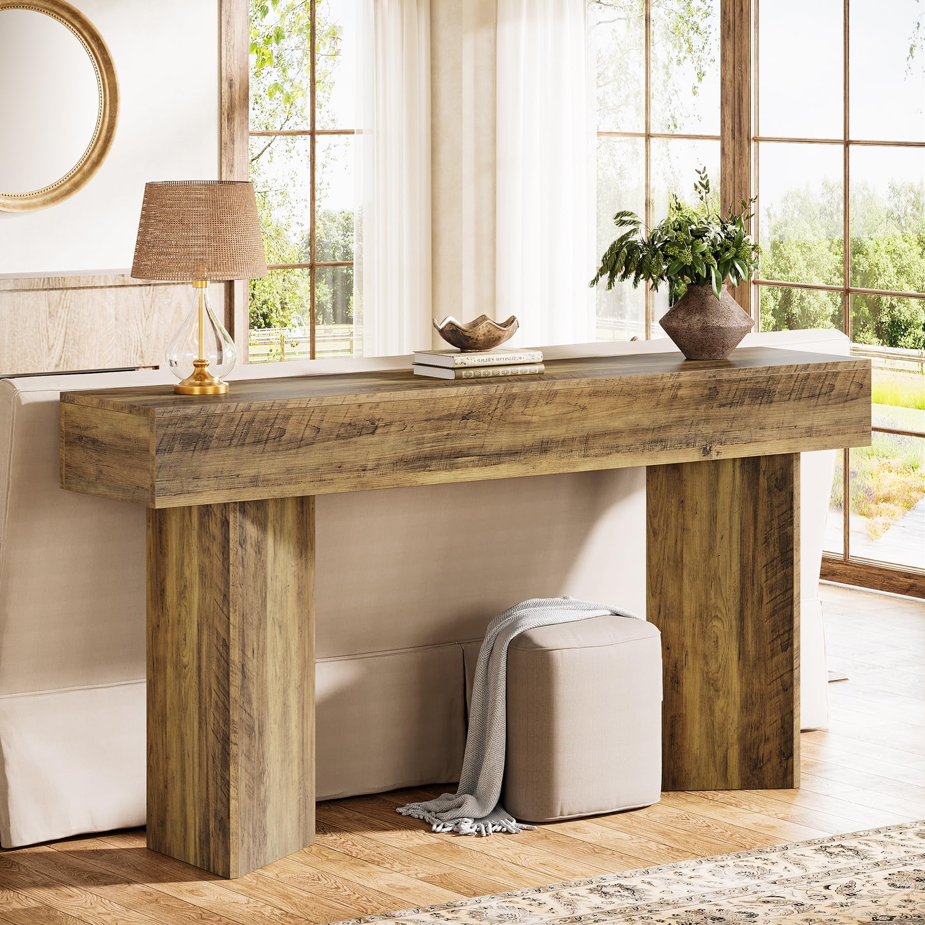 Tribesigns 63-Inch Farmhouse Console Table, Narrow Long Sofa Table ...