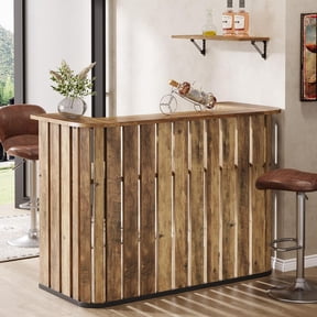 Tribesigns 63-Inch Farmhouse Home Bar Unit, Liquor Table with Storage Shelves, 2-Tier Wine Bar Mini Table for Home, Pub, Bistro