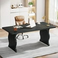 thumbnail image 1 of Tribesigns 63-Inch Large Executive Desk, Modern Computer Desk for 1-2 Person, Double PC Gaming Home Office Desk with Sturdy Legs, Black, 1 of 5