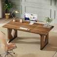 thumbnail image 1 of Finmind 63-Inch Large Executive Desk, Modern Wood Computer Desk, Versatile Writing Desk for Home Office or Study - Brown, 1 of 7