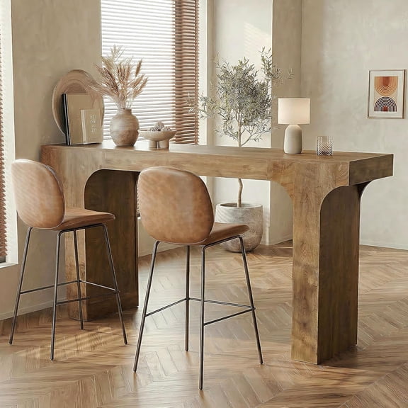 Tribesigns 63-Inch Long Bar Table, Farmhouse Counter Height Pub Table, Rectangular High Top Bar Table for Kitchen, Dining Room, Basement, Oak (Table Only)