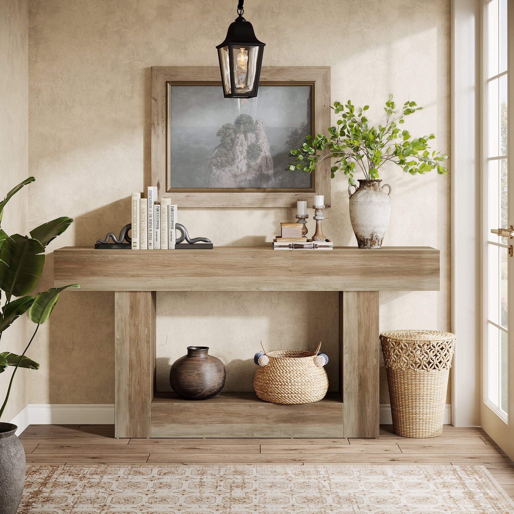 Tribesigns 63-Inch Long Console Table, 2-Tier Entryway Table Sofa Table ...