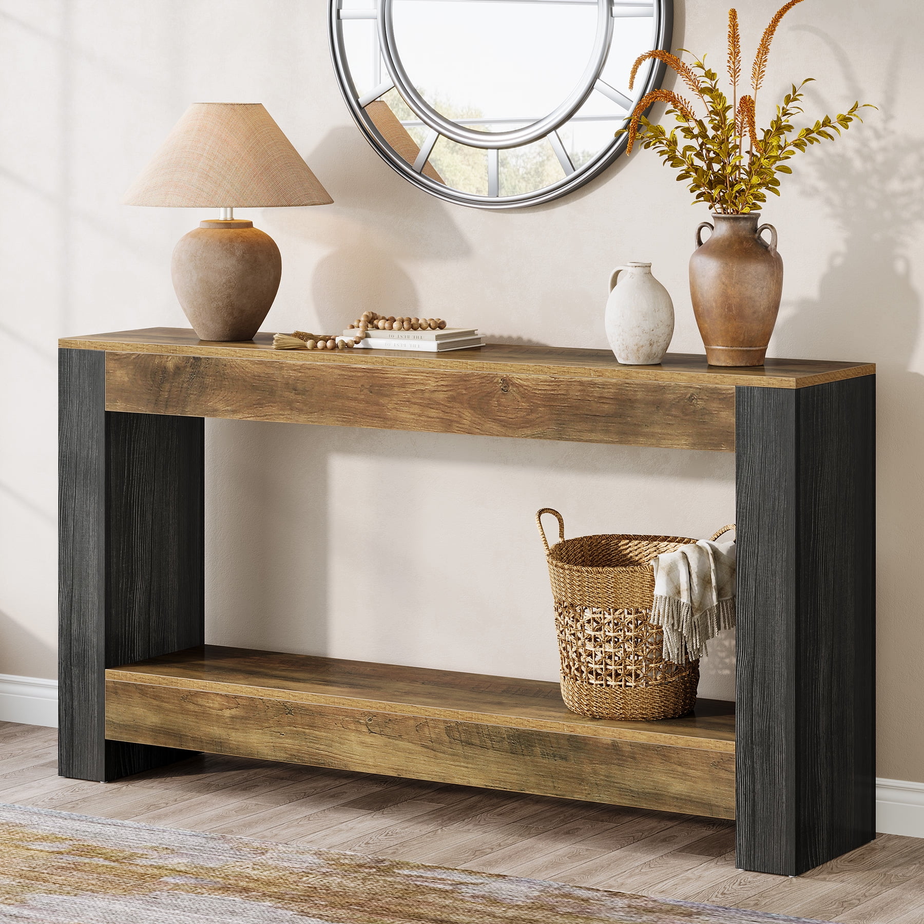 Tribesigns 63-Inch Long Console Table for Entryway, Farmhouse Wood Sofa ...