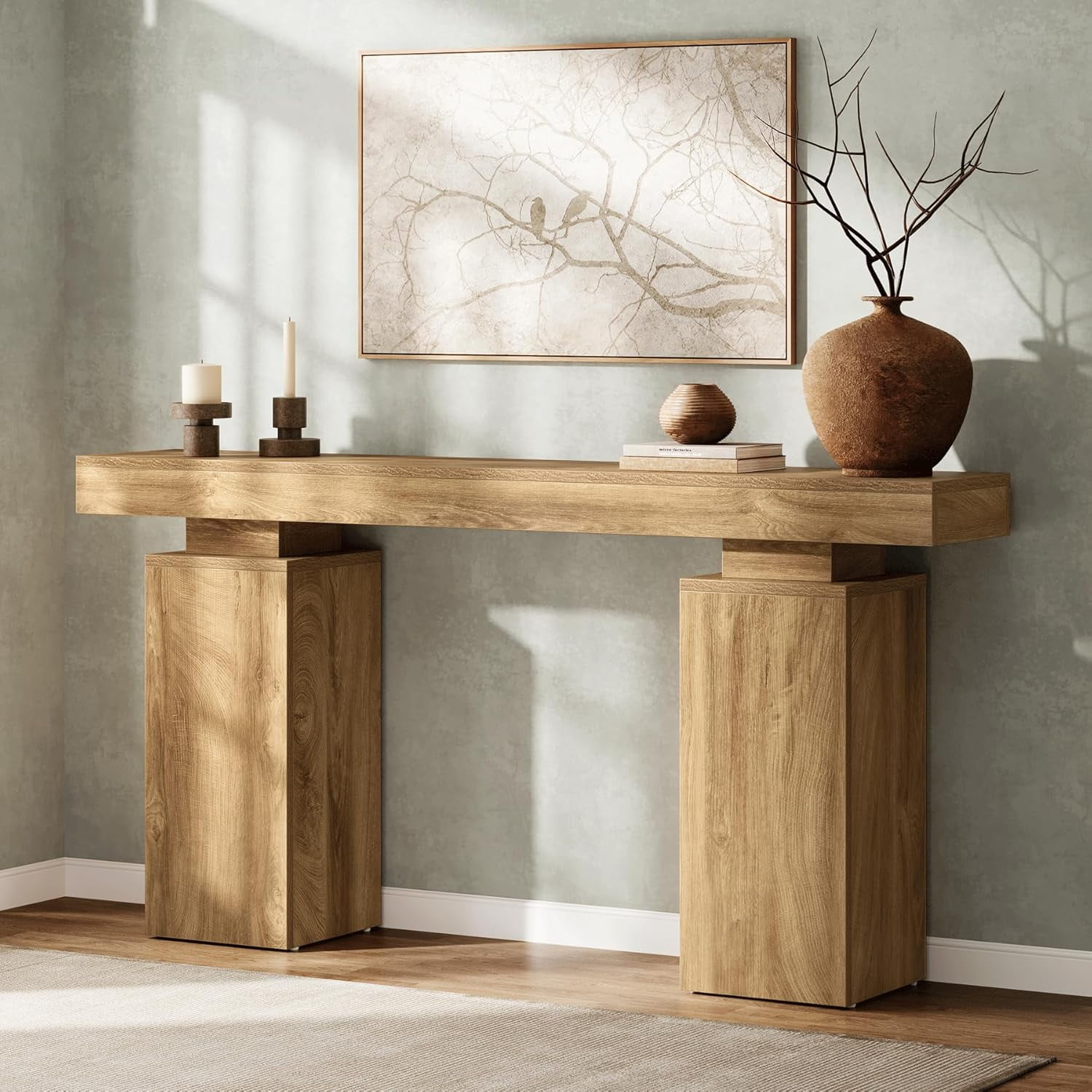Tribesigns 63-Inch Long Console Table, Farmhouse Entryway Table Behind Couch