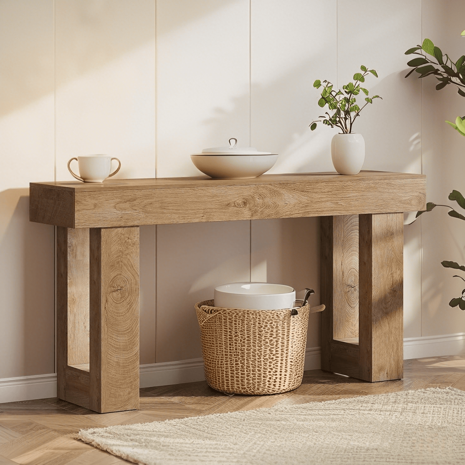 Tribesigns 63-Inch Long Console Table, Farmhouse Entryway Table for Entrance, Hallway, Living Room（Natural) - Walmart.com