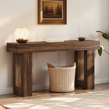 Tribesigns 63-Inch Long Console Table, Farmhouse Entryway Table for Entrance, Hallway, Living Room（Rustic Brown)