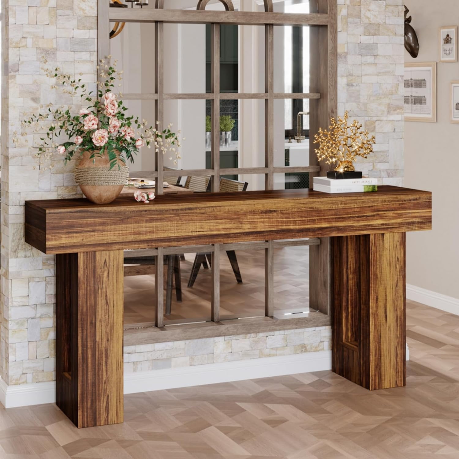 Long console table wood discount