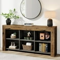 thumbnail image 1 of Tribesigns 63-Inch Long Console Table, Rustic Wood Entryway Table with 6 Storage Cubes, Industrial Narrow Sofa Table Behind Couch Table for Living Room, Hallway, 1 of 5