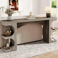 Tribesigns 63Inch Long Console Table with Storage Shelves, Wood Sofa
