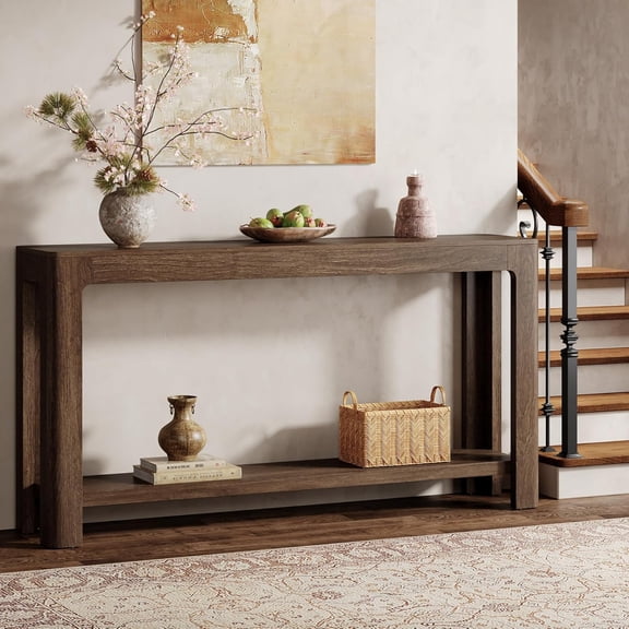 Tribesigns 63 Inch Long Entryway Console Table for Foyer, Hallway, Rustic Brown