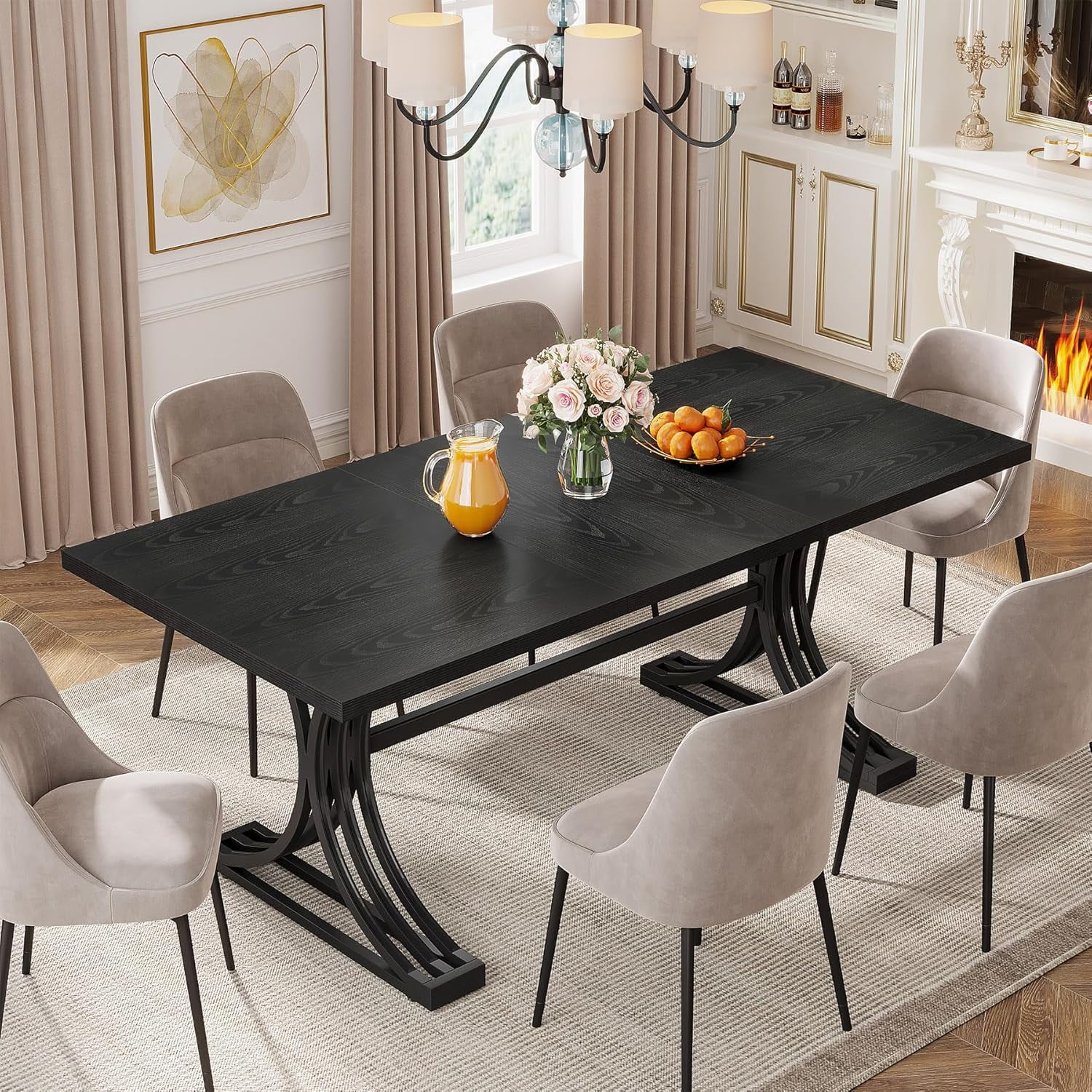 Tribesigns 63-Inch Rectangular Dining Table for 4 to 6, Kitchen Table ...