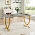 thumbnail image 1 of Tribesigns 63" Rectangle Dining Table, Gray/Gold, 1 of 7