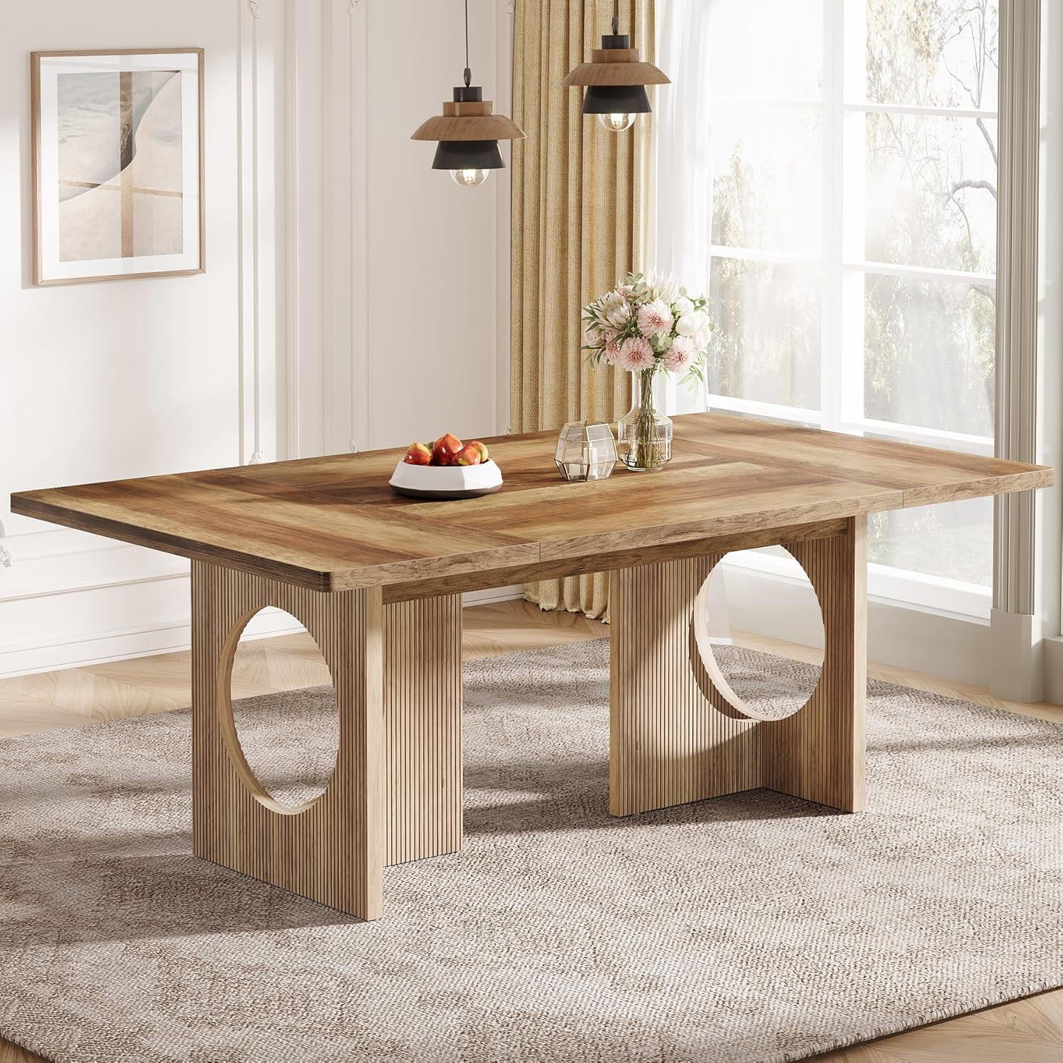 Tribesigns 63-Inch Rectangular Wood Dining Table, Industrial Dining ...