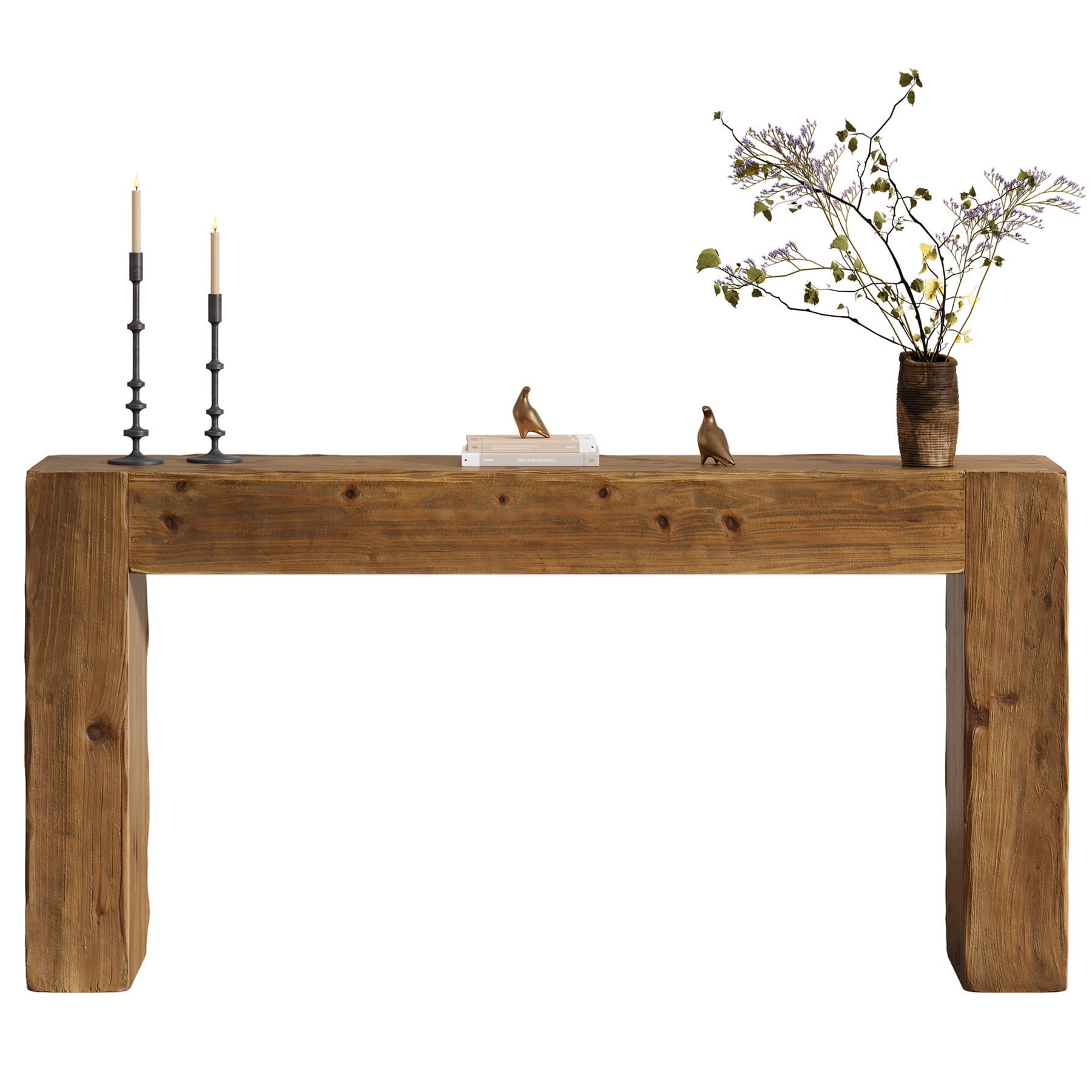 Tribesigns 63-Inch Solid Wood Console Sofa Table, Farmhouse Long Entryway Table Behind Couch for Living Room, Entrance, Hallway, Foyer, Easy Assembly