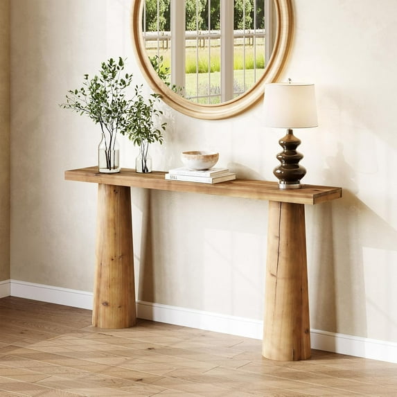 Tribesigns 63-Inch Solid Wood Console Table, Long Farmhouse Entryway Table for Entrance, Hallway, Living Room